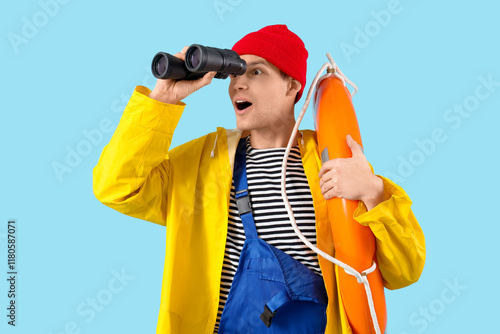 Shocked male sailor with re...