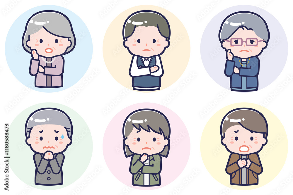いろいろな人物セット_困惑__シニア いろいろな人物セット_困惑__シニア