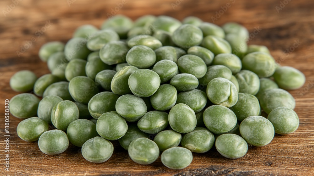 Fresh green peas pile on wood, food background Fresh green peas pile on wood, food background