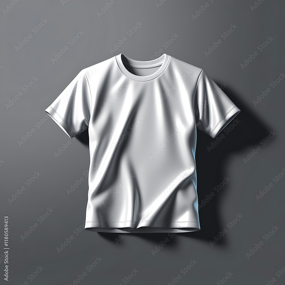 Digital Rendering of a Minimalist White T-Shirt on a Gray Background with Realistic Details. Eye - Catching and fresh design. Digital Rendering of a Minimalist White T-Shirt on a Gray Background with Realistic Details. Eye - Catching and fresh design.