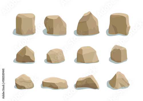 Rock stone big set cartoon
