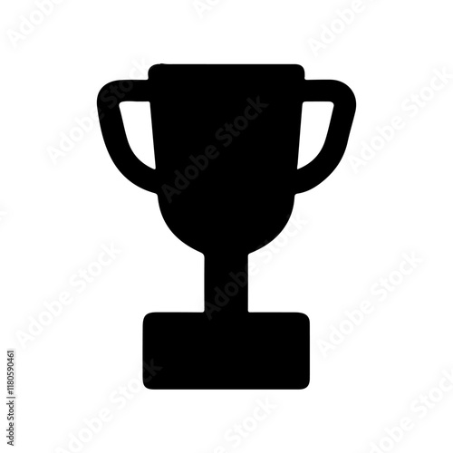 Black Trophy silhouette vector illustration on white background.