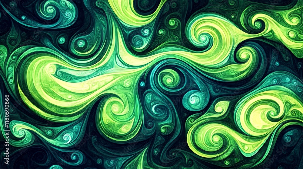 Abstract Green Swirls And Spirals Artistic Design Abstract Green Swirls And Spirals Artistic Design