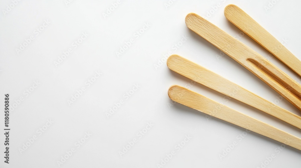 Obraz premium A set of wooden sticks arranged on a clean surface for various uses.
