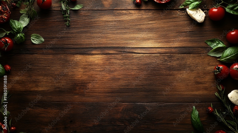 86.A rustic background design for National Pizza Day, featuring a dark wooden table with rich textures and grains. The edges are adorned with pizza toppings like fresh basil, cherry tomatoes, and 86.A rustic background design for National Pizza Day, featuring a dark wooden table with rich textures and grains. The edges are adorned with pizza toppings like fresh basil, cherry tomatoes, and
