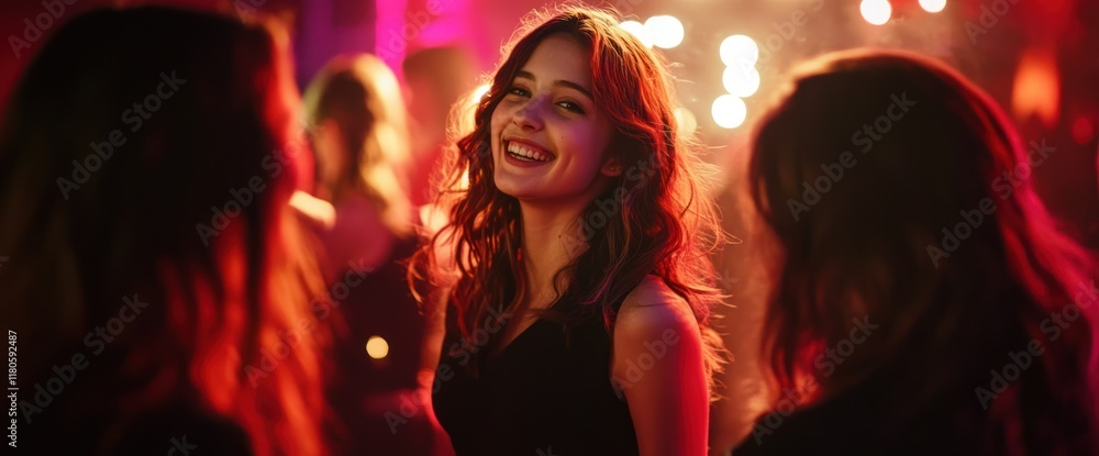Smiling Girl in a Nightclub Setting Smiling Girl in a Nightclub Setting