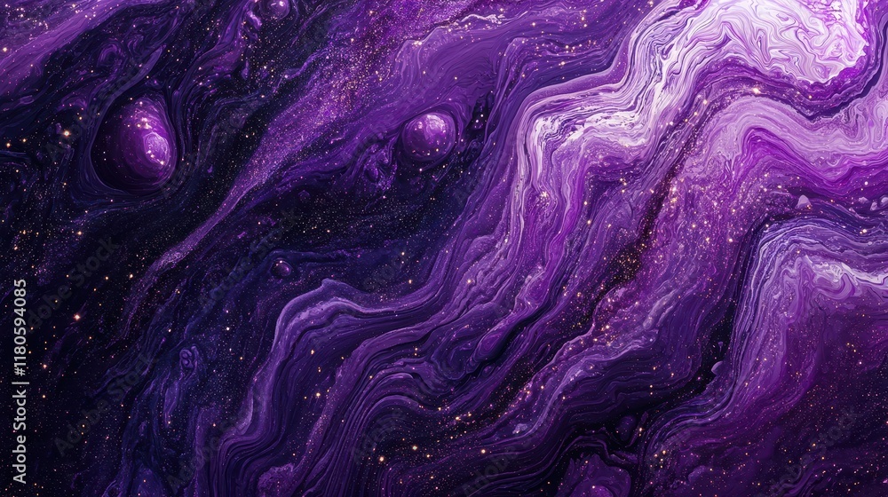 Obraz premium Abstract Purple Galaxy Swirling Paint Texture