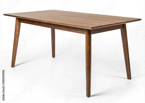 Modern brown wooden table isolated on white background