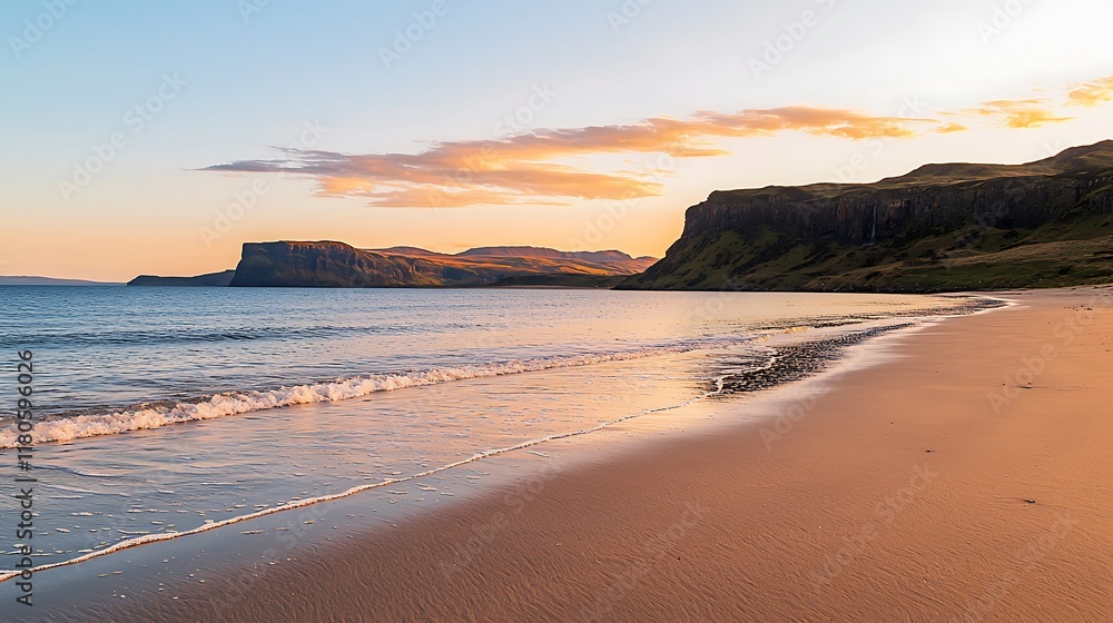 A beautiful beach with a sunset in the background A beautiful beach with a sunset in the background