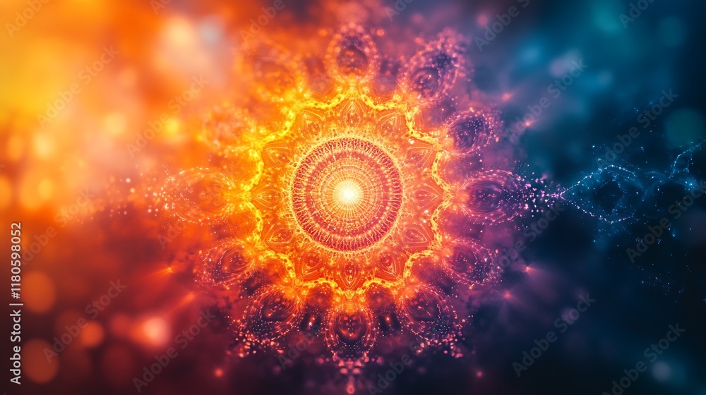 Vibrant energy mandala digital art abstract colorful close-up Vibrant energy mandala digital art abstract colorful close-up