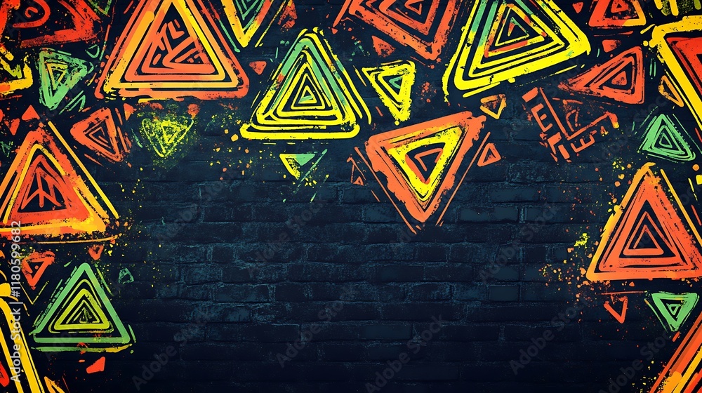 Obraz premium Abstract Triangular Graffiti Art On Brick Wall