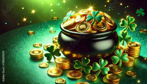 Pot of Gold: St. Patrick's Day Treasure with Golden Coins