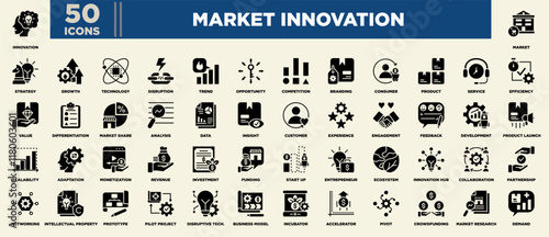 Market innovation Icon Set Glyph