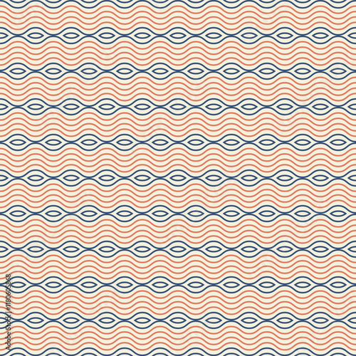 Orange Blue Waves Geometric Pattern Modern Shapes Background
