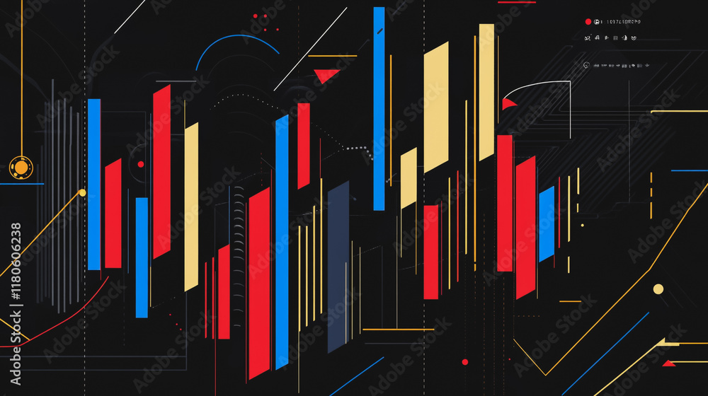 Abstract black background with Colorful charts and graphs with statistics to innovative analyze business potential and forecast future development of companies growth. Abstract black background with Colorful charts and graphs with statistics to innovative analyze business potential and forecast future development of companies growth.