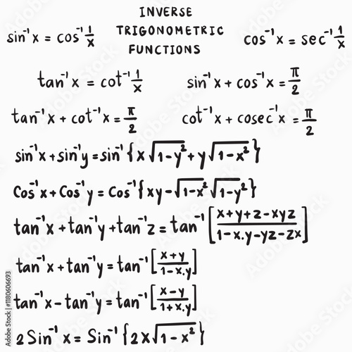 inverse trigonometric functions handwritten illustrations