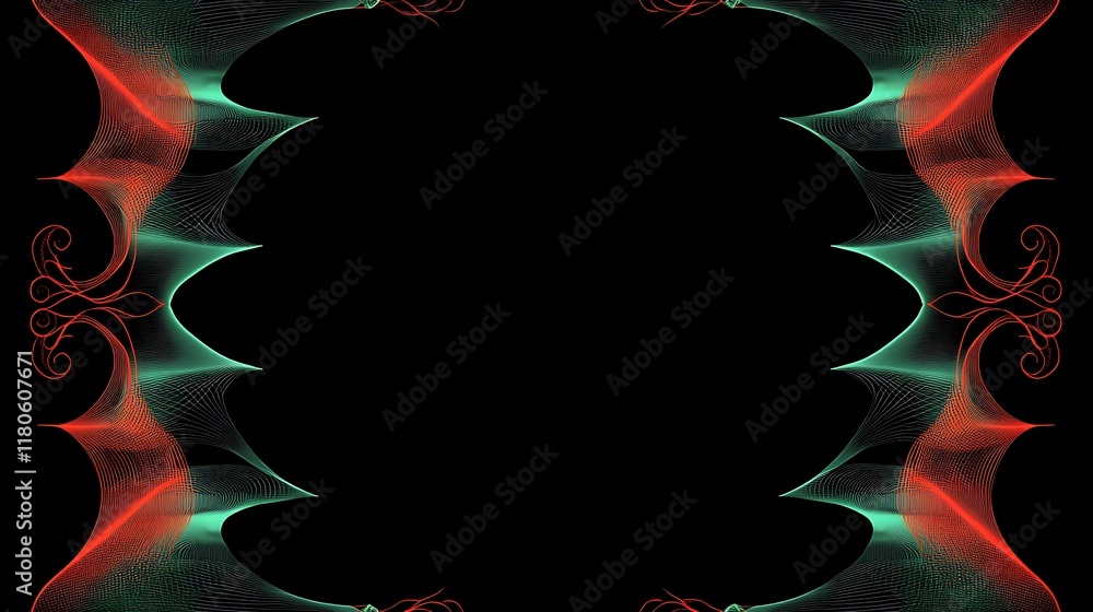 Fototapeta premium Abstract Green And Red Wave Frame Design