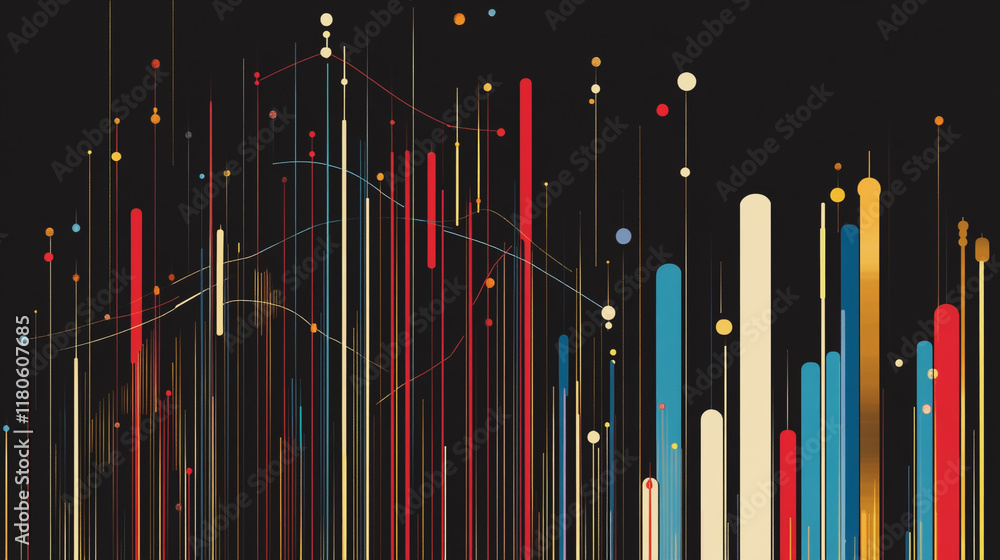 Abstract black background with Colorful charts and graphs with statistics to innovative analyze business potential and forecast future development of companies growth. Abstract black background with Colorful charts and graphs with statistics to innovative analyze business potential and forecast future development of companies growth.