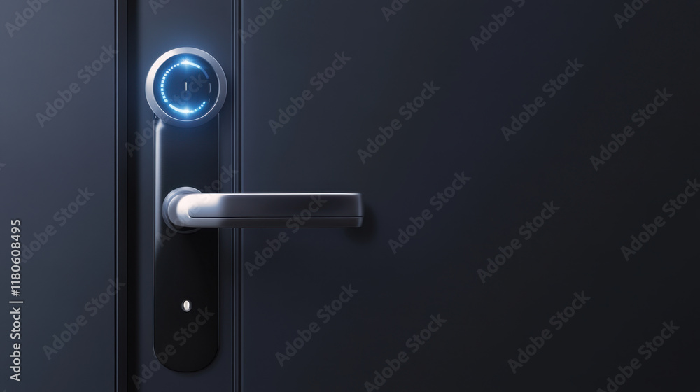 Smart lock on modern door, showcasing advanced security features and sleek design. This innovative technology enhances home safety and convenience Smart lock on modern door, showcasing advanced security features and sleek design. This innovative technology enhances home safety and convenience