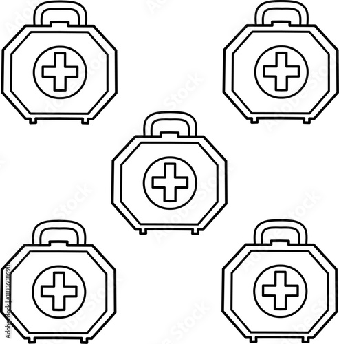 First aid kit icon vector illustration of health equipment.	