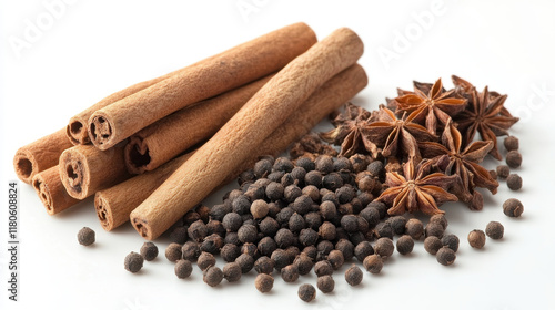 Wallpaper Mural Cinnamon sticks, star anise, and black peppercorns arranged beautifully, showcasing their rich textures and colors, perfect for culinary use or spice themed decor Torontodigital.ca