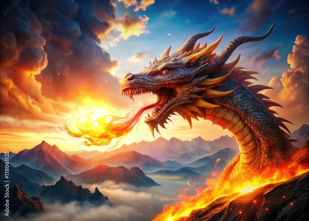 Dragon Shock: Double Exposure Fantasy Art, Surreal Dragon Photography, Mystical Creature, Fiery Breath, Epic Battle Dragon Shock: Double Exposure Fantasy Art, Surreal Dragon Photography, Mystical Creature, Fiery Breath, Epic Battle