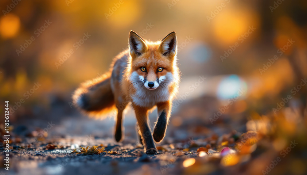 Naklejka premium Majestic Red Fox in Autumnal Sunlight