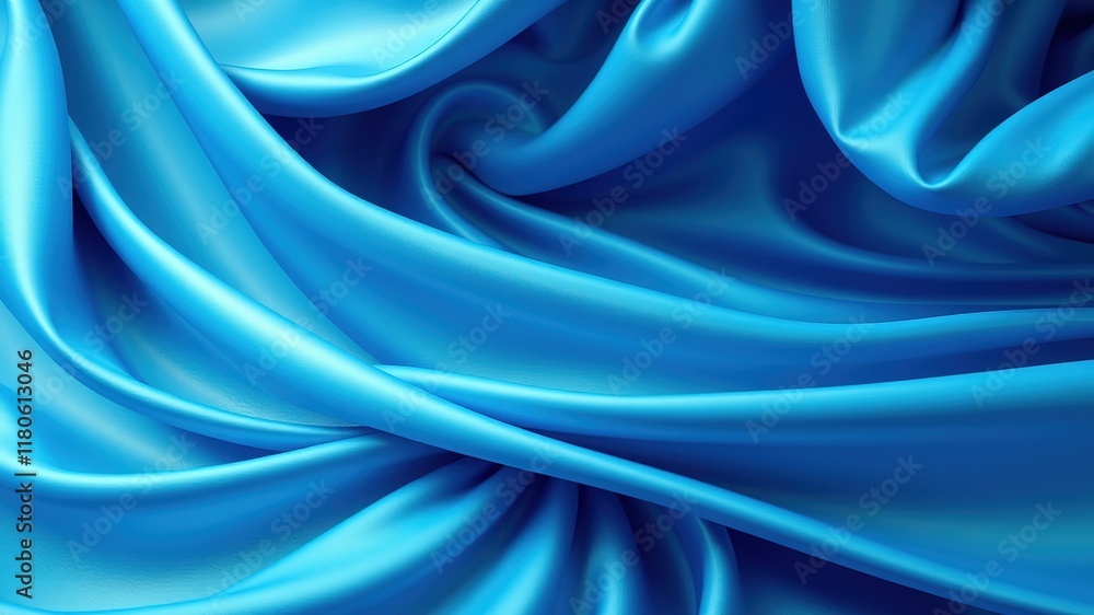 Obraz premium Abstract Flowing Blue Fabric Waves - 3D Render
