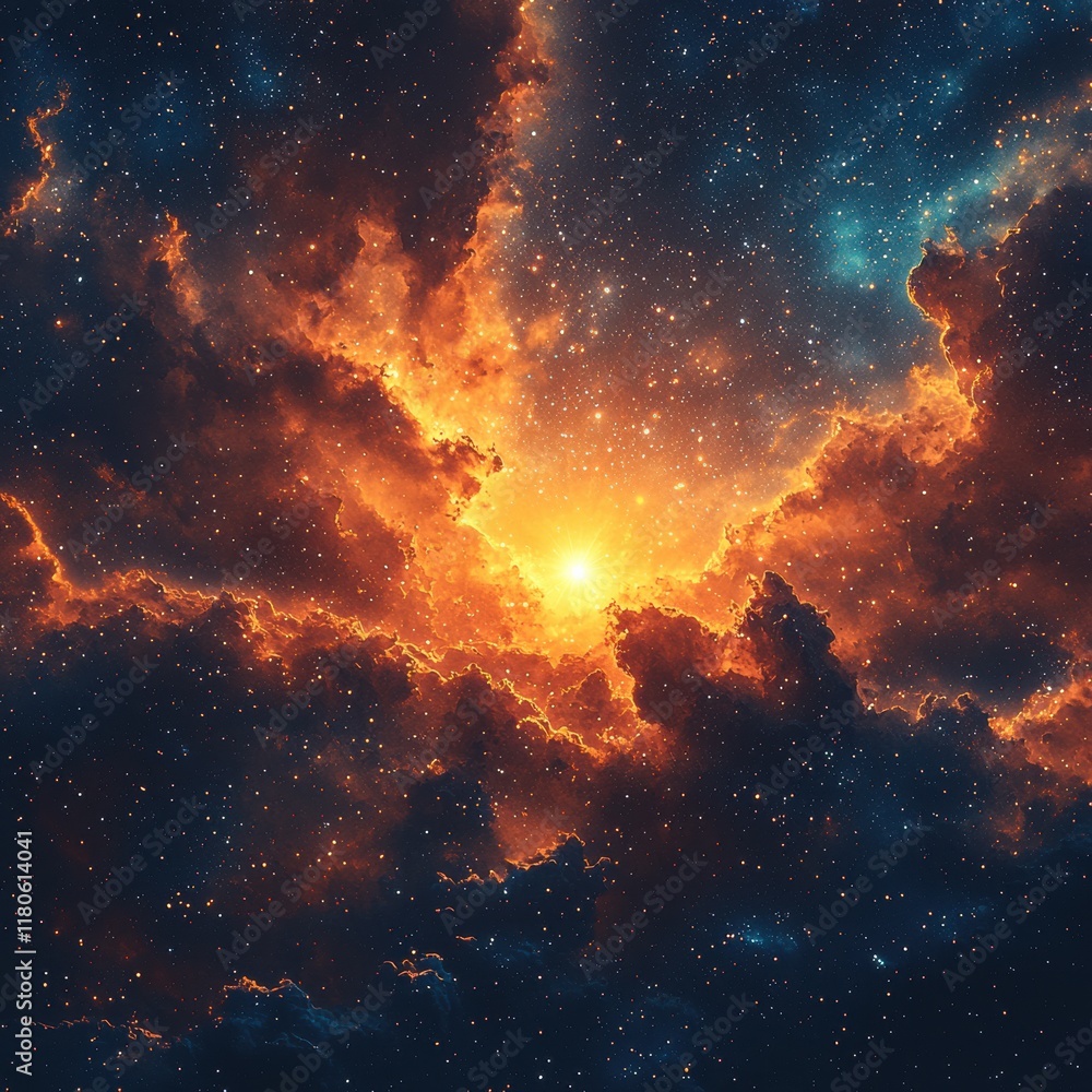 Fototapeta premium Cosmic Explosion of Stars and Clouds in Vibrant Night Sky