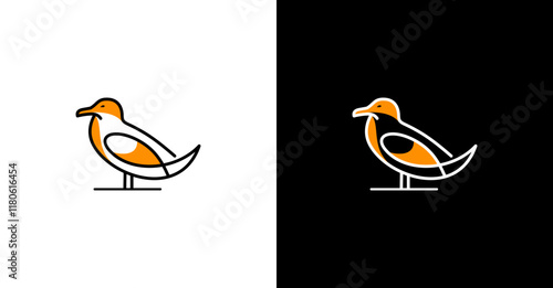 Beautiful Black Outline Seaguts Bird Animal Logotype Nature Wildlife Bird Outline Logo Design