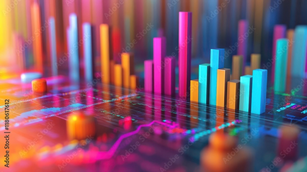 A vibrant digital display of colorful bar graphs and data trends, illustrating a data analysis concept with a modern aesthetic. A vibrant digital display of colorful bar graphs and data trends, illustrating a data analysis concept with a modern aesthetic.