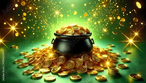 Pot of Gold: St. Patrick's Day Treasure with Golden Coins