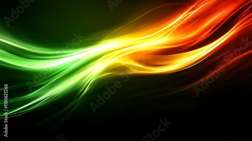 Wallpaper Mural Abstract Green And Orange Light Waves Design Torontodigital.ca