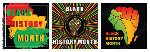 Black History Month designs featuring empowering symbols and African inspired themes.