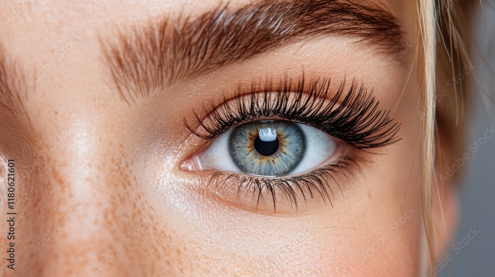 Fototapeta premium Stunning close-up of captivating beauty with mesmerizing blue eyes