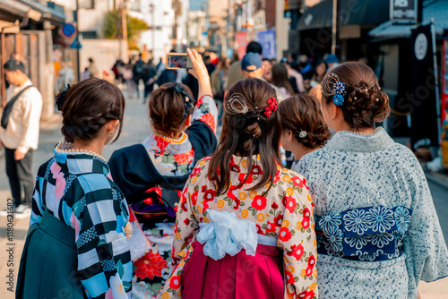 Young asian woman wearing kimono. Japanese traditional clothes, Kimono is a Japanese traditional garment.