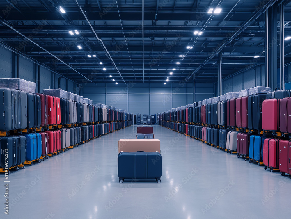 Fototapeta premium Massive Luggage Warehouse Brimming with Suitcases