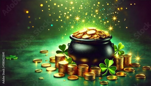 Pot of Gold: St. Patrick's Day Treasure with Golden Coins