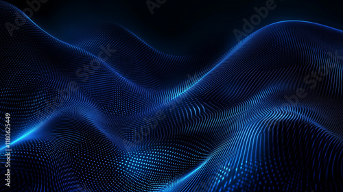 Dark Blue Background with Glowing Particles and Futuristic Abstract Design for Digital and Artistic Use






