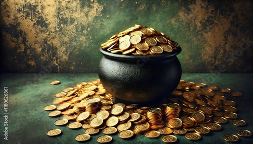 Pot of Gold: St. Patrick's Day Treasure with Golden Coins