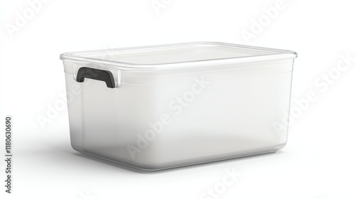 Obraz na płótnie Stackable Storage Bin A stackable plastic storage bin with a clear body and a hinged lid Isolated on white background w salonie