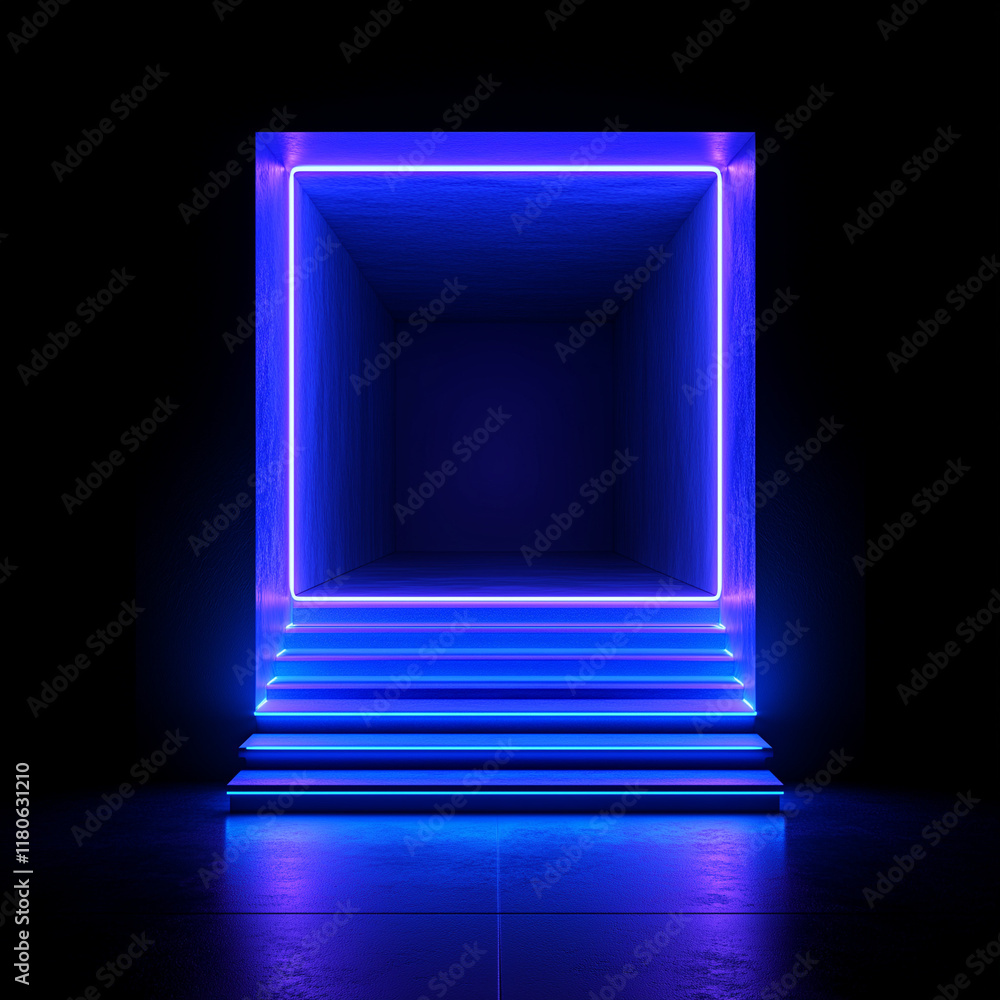 Obraz premium Ultramarine Shiny Mezzanine Icon with Minimalist Design