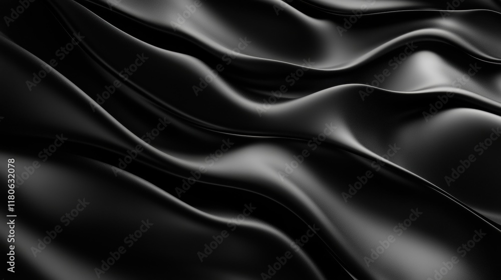 Obraz premium Elegant black silk fabric with soft waves. Perfect for luxury, elegance, and mystery themed designs.