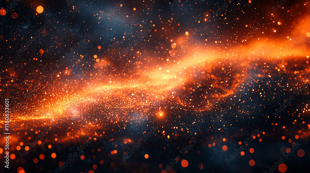 Fiery nebula with orange and blue sparks. Fiery nebula with orange and blue sparks.