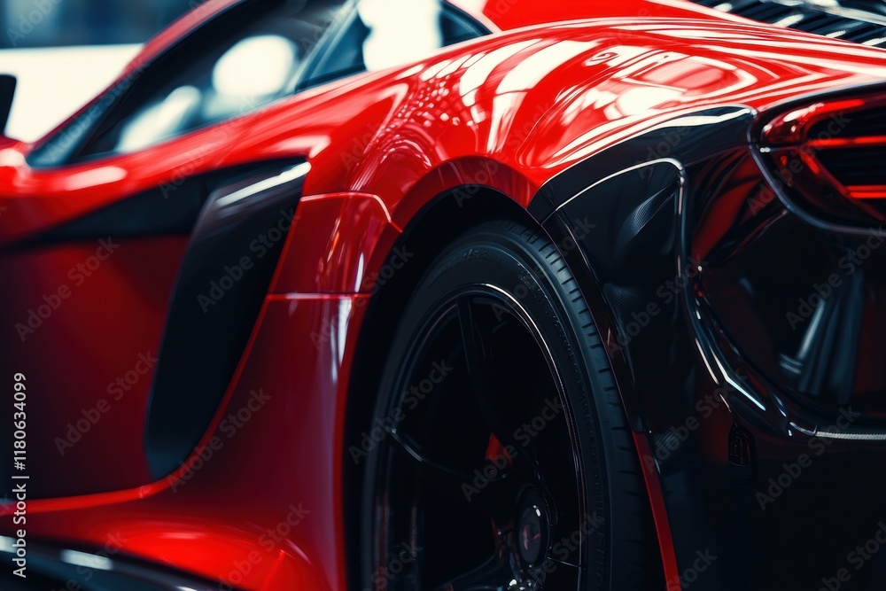 Sleek Red Sports Car Showcases Automotive Design and Performance. Sleek Red Sports Car Showcases Automotive Design and Performance.