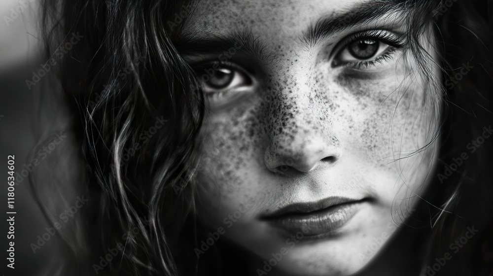 Close-up Portrait of a Freckled Girl Close-up Portrait of a Freckled Girl