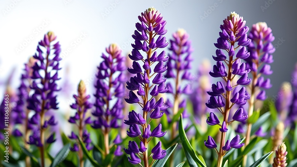 Obraz premium Lupinus polyphyllus Purple Flowers - High-Resolution Studio Shot