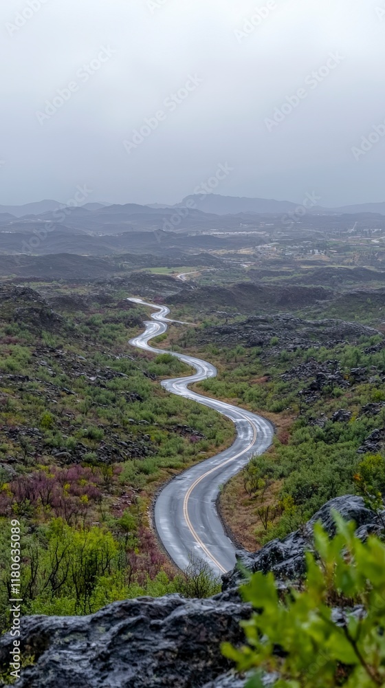 Fototapeta premium Scenic Winding Road Mountain Landscape Travel Nature Journey