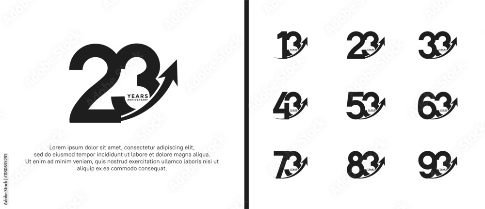 set of anniversary logo flat black color on white background for celebration moment set of anniversary logo flat black color on white background for celebration moment