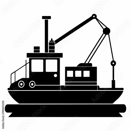 Minimalist Suction Dredger Silhouette Vector